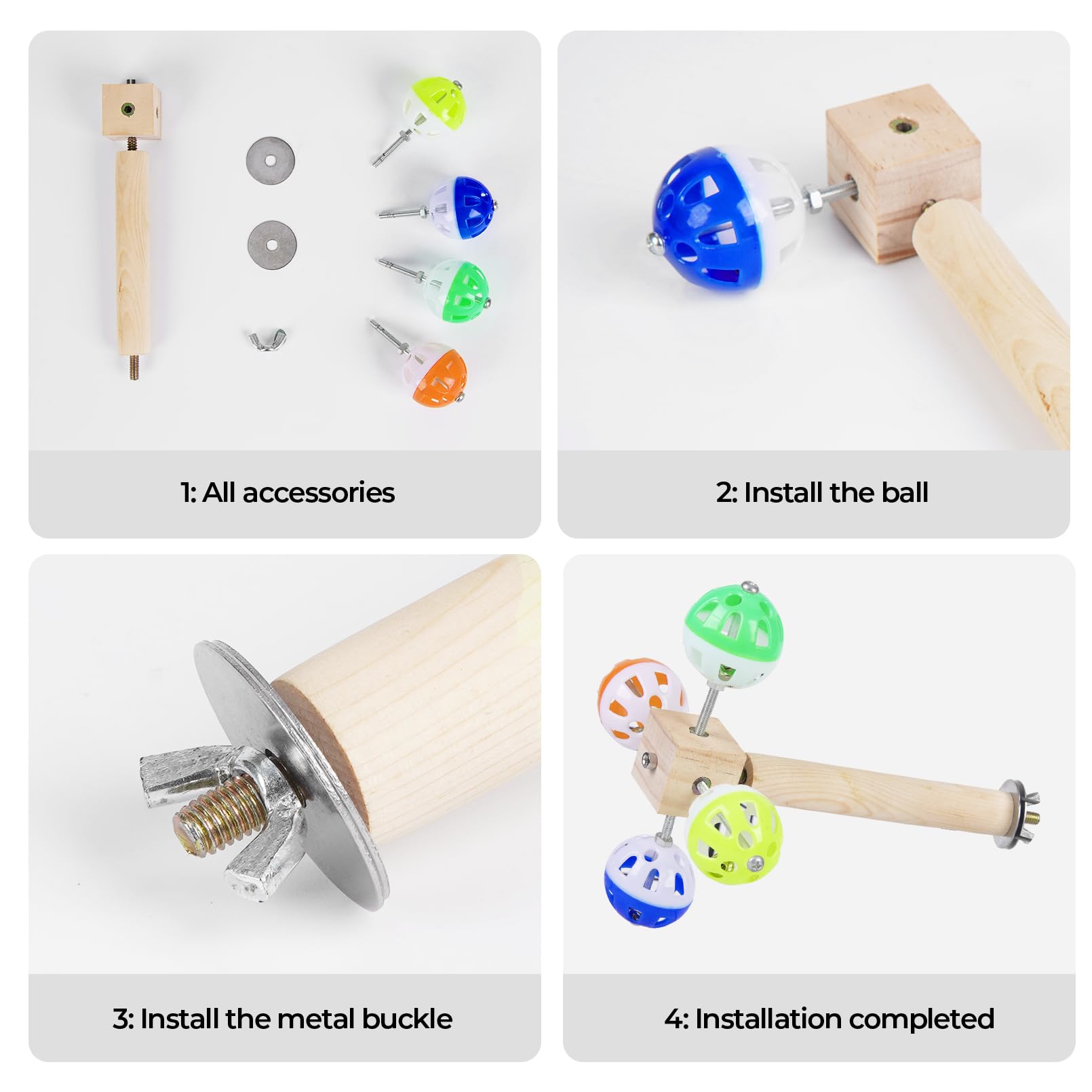 Bird Stand Perch Toy With Rotating Balls, Bird Toys For Parakeets, Ideal For Parakeets, Cockatiels & Lovebirds (Not For Too Smal